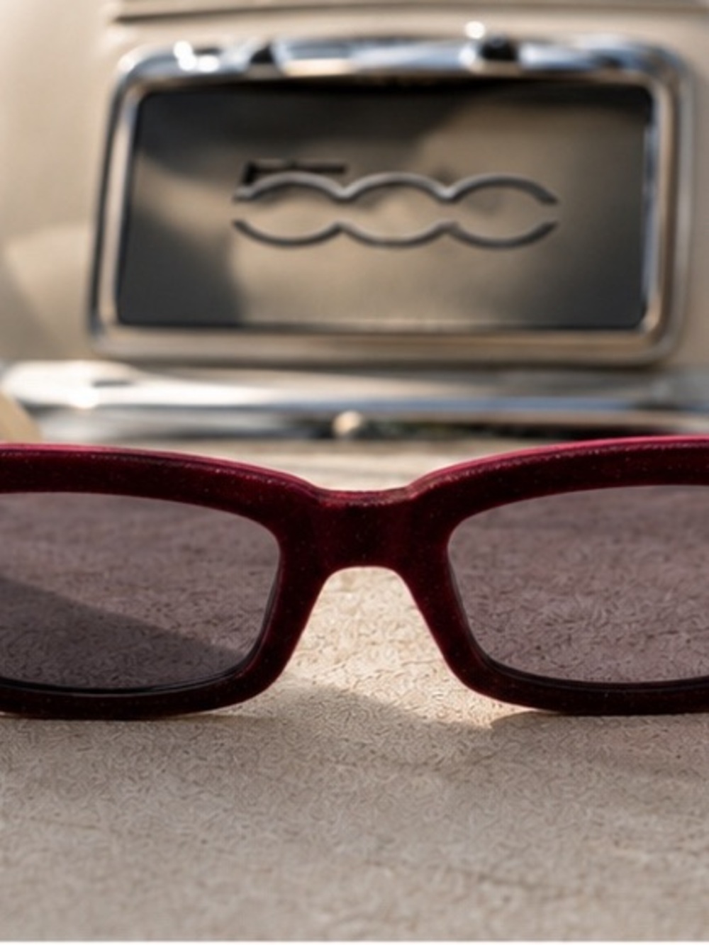 Rare Italia Independent x Fiat 500C Velvet Sunglasses Burgundy - Picture 1 of 8